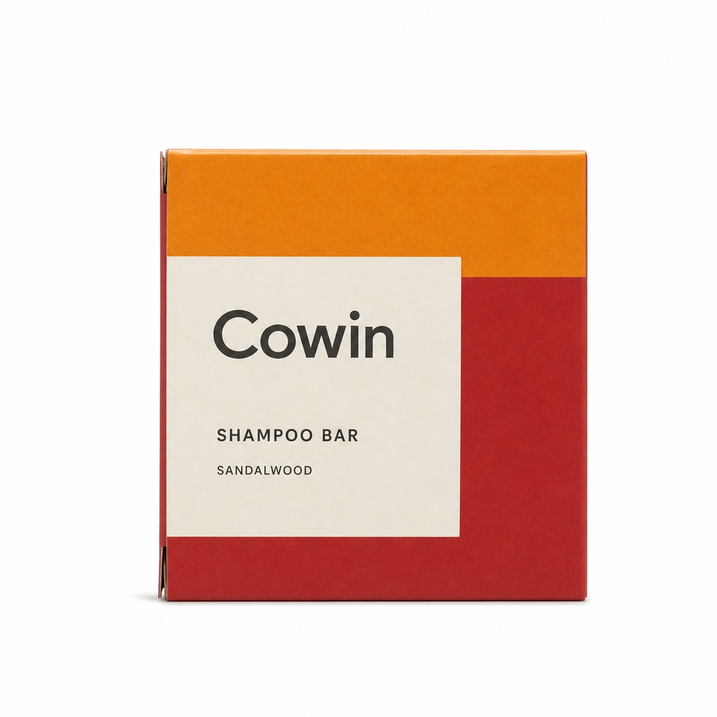 Cowin orange and red shampoo bar carton