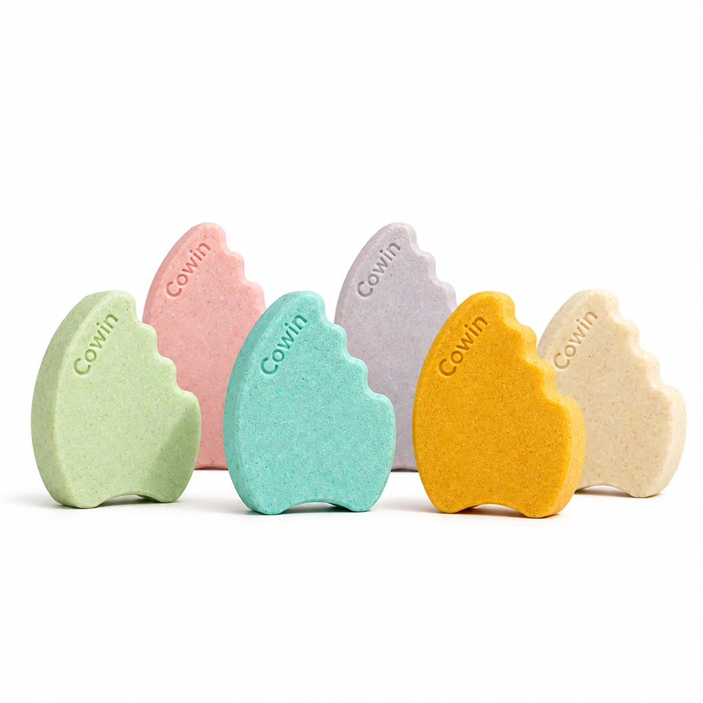 Cowin six colorful shaped bars arranged on a white background
