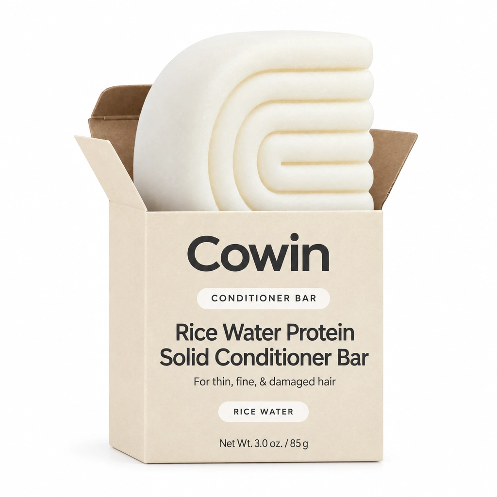 Cowin ivory wave-shaped conditioner bar in an open carton